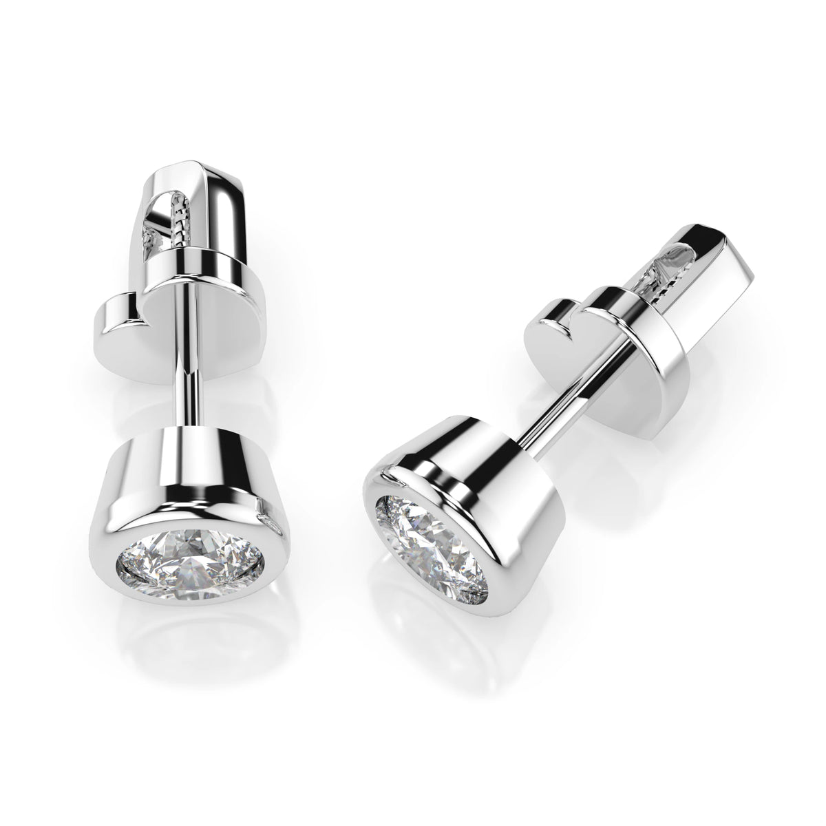 Cercei din Aur cu Diamante, Forma Rotund Briliant, 0,60 CT