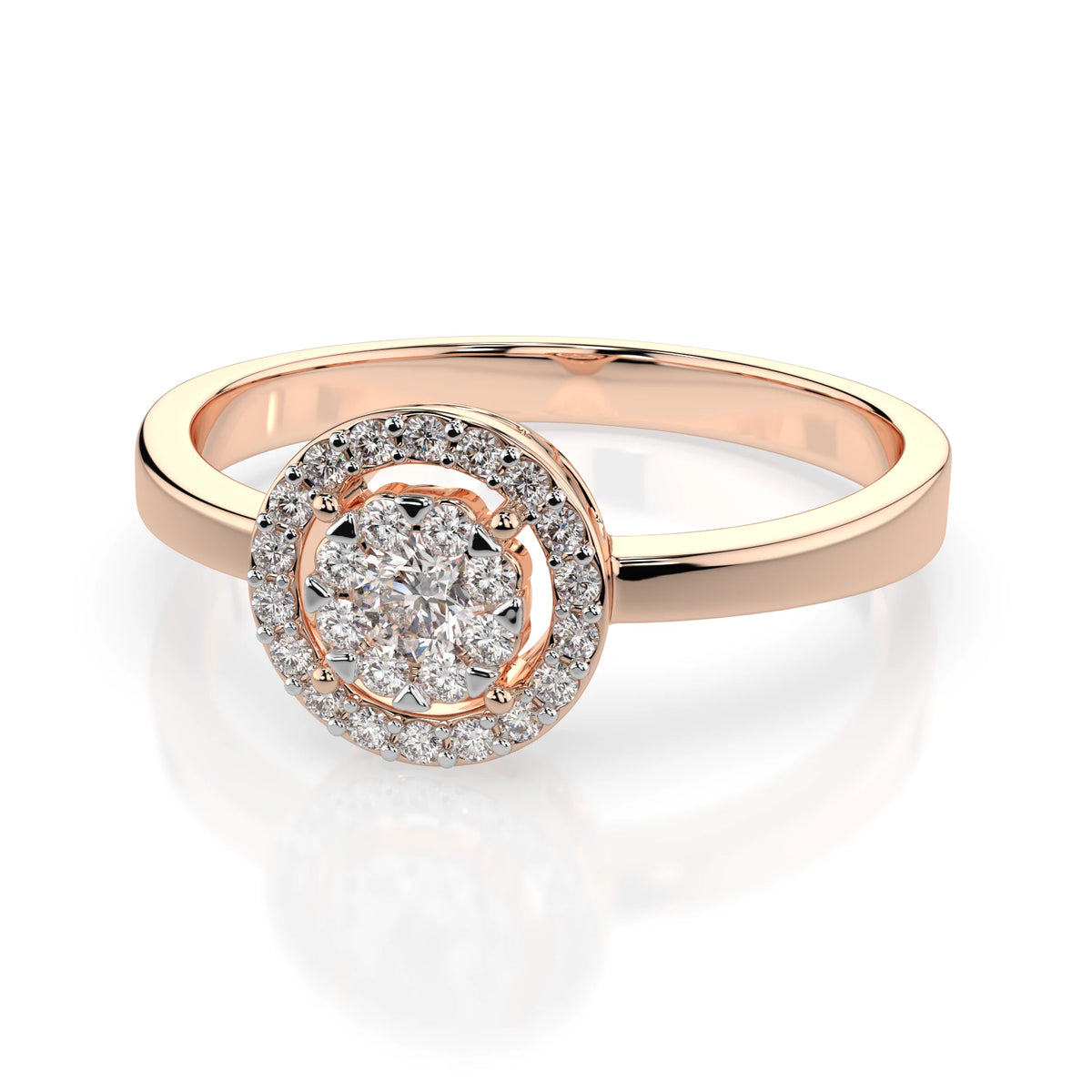 Inel din Aur cu Diamante, Forma Rotund Briliant, 0,18 CT
