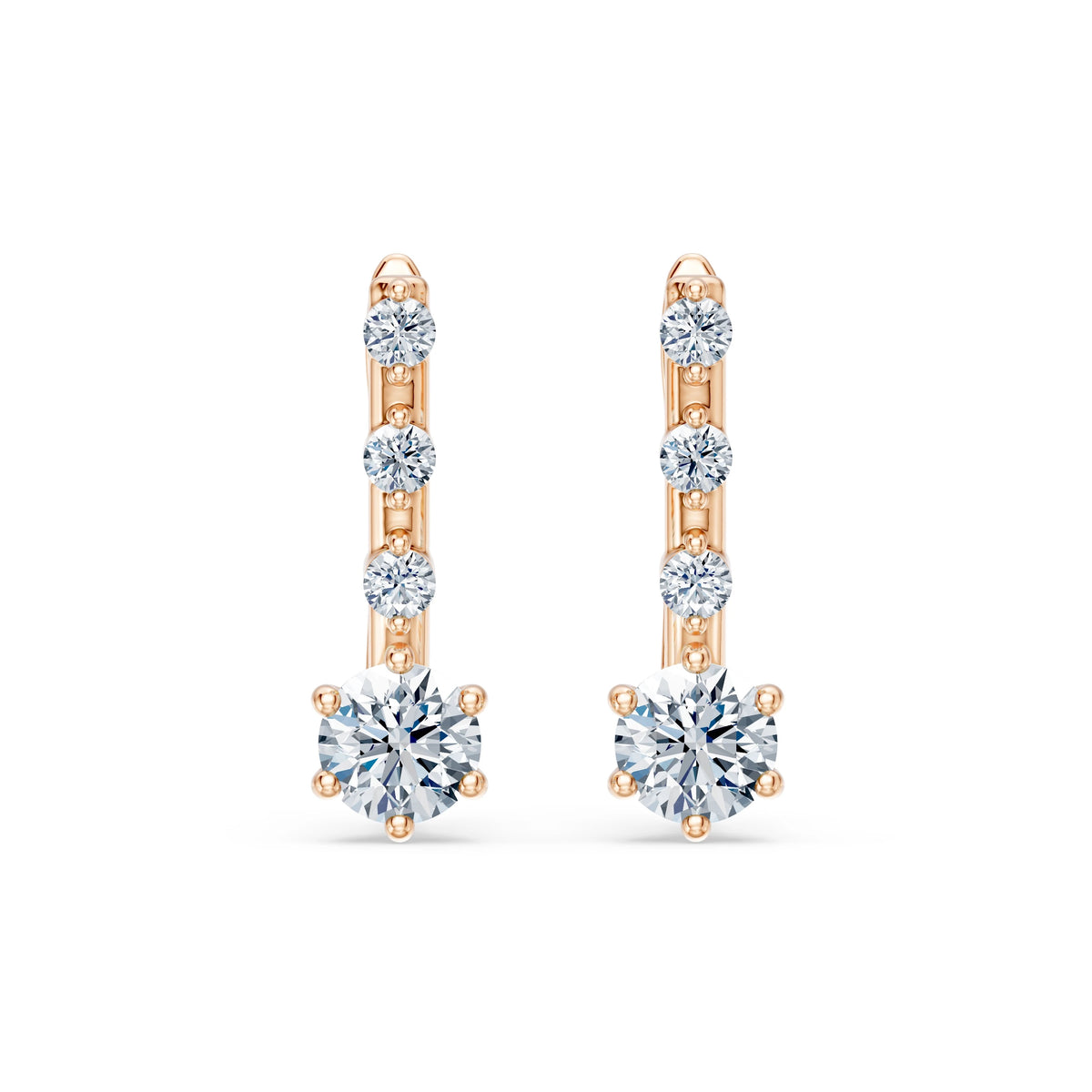 Cercei din Aur cu Diamante, Forma Rotund Briliant, 0,72 CT