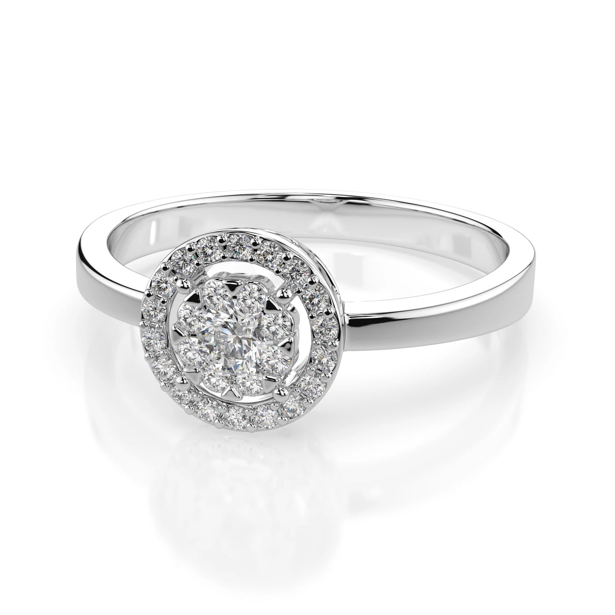 Inel din Aur cu Diamante, Forma Rotund Briliant, 0,18 CT