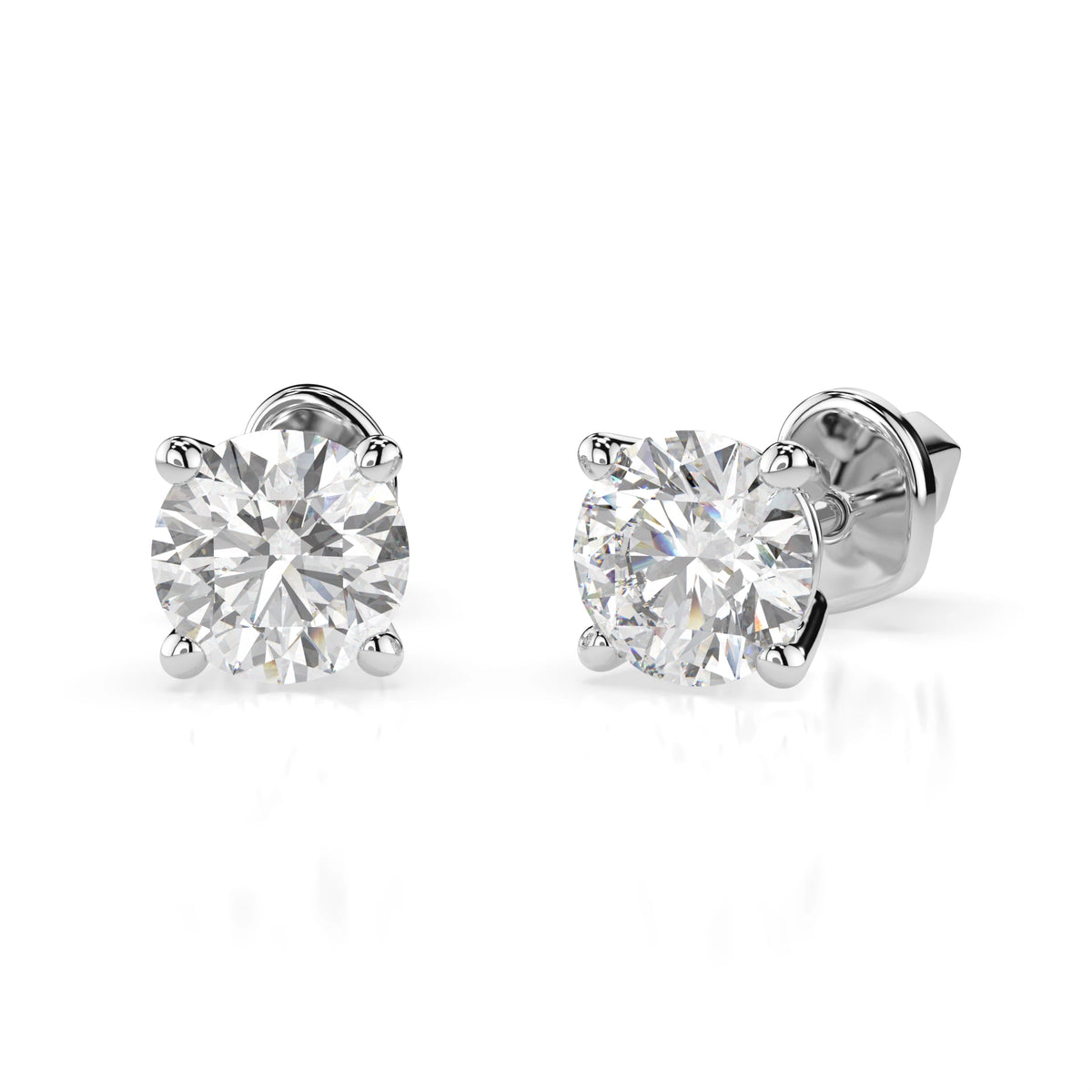 Cercei din Aur cu Diamante, Forma Rotund Briliant, 0,90 CT
