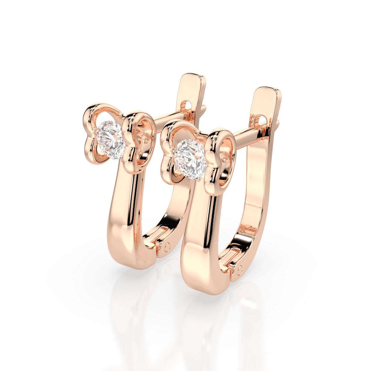 Cercei din Aur cu Diamante, Forma Rotund Briliant, 0,20 CT