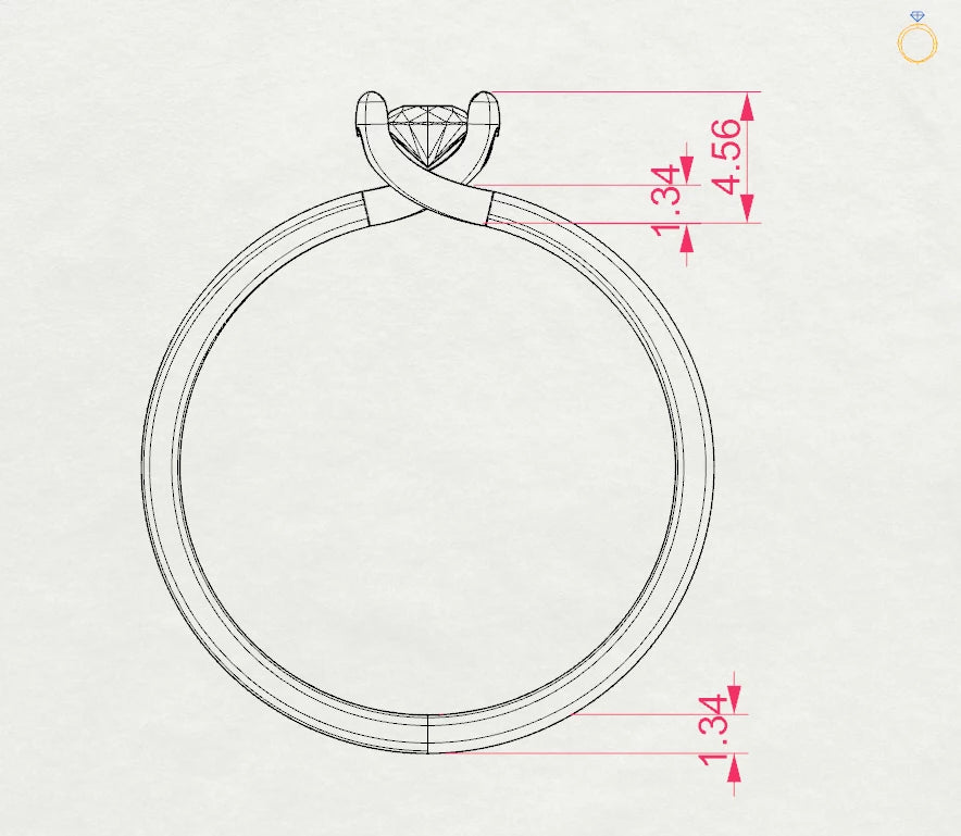 Inel de Logodnă Solitaire din Aur, Diamant Rotund Briliant 0,15 CT