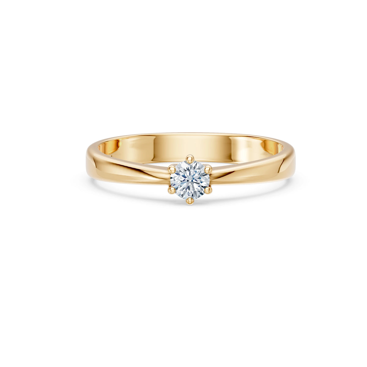 Inel de Logodnă Solitaire din Aur, Diamant Rotund Briliant 0,20 CT