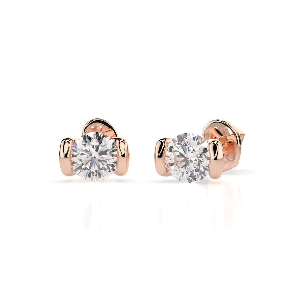 Cercei din Aur cu Diamante, Forma Rotund Briliant, 0,60 CT