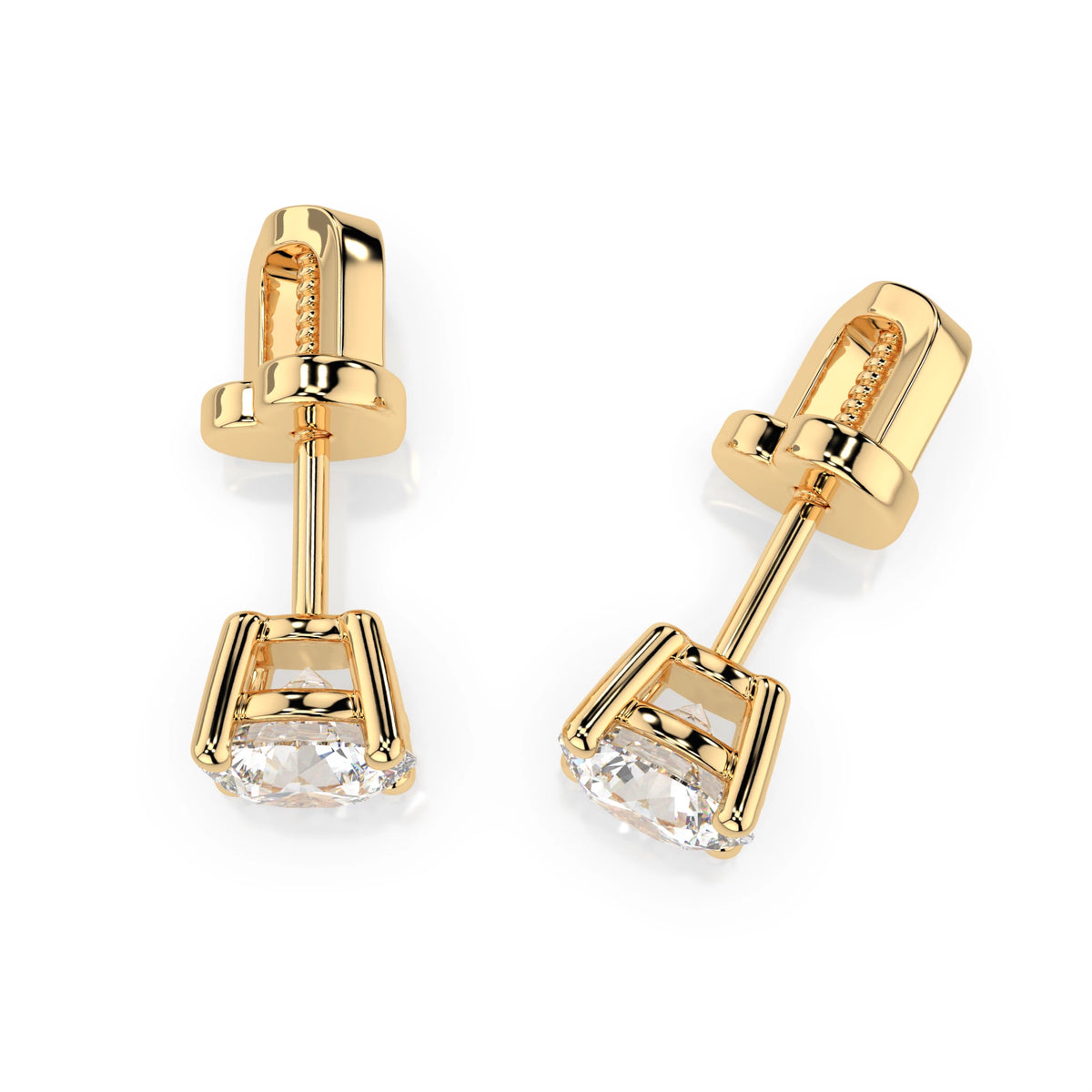 Cercei din Aur cu Diamante, Forma Rotund Briliant, 0,90 CT