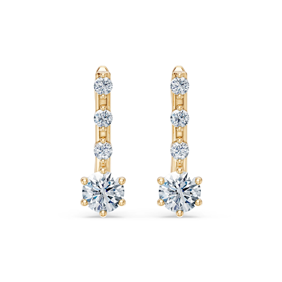 Cercei din Aur cu Diamante, Forma Rotund Briliant, 0,72 CT