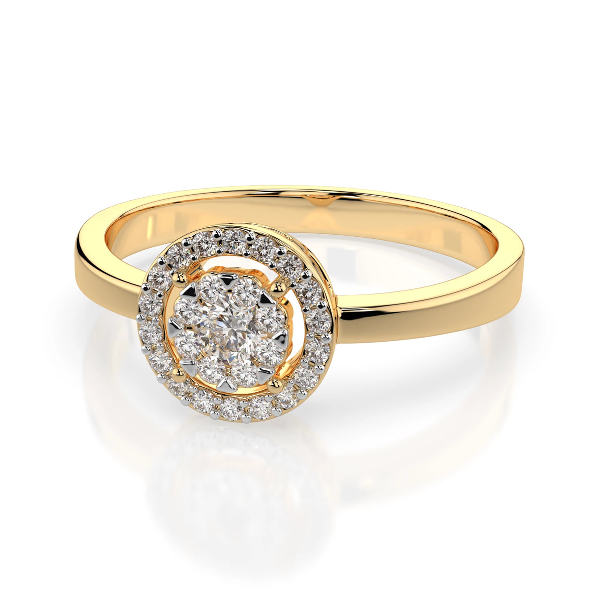 Inel din Aur cu Diamante, Forma Rotund Briliant, 0,18 CT