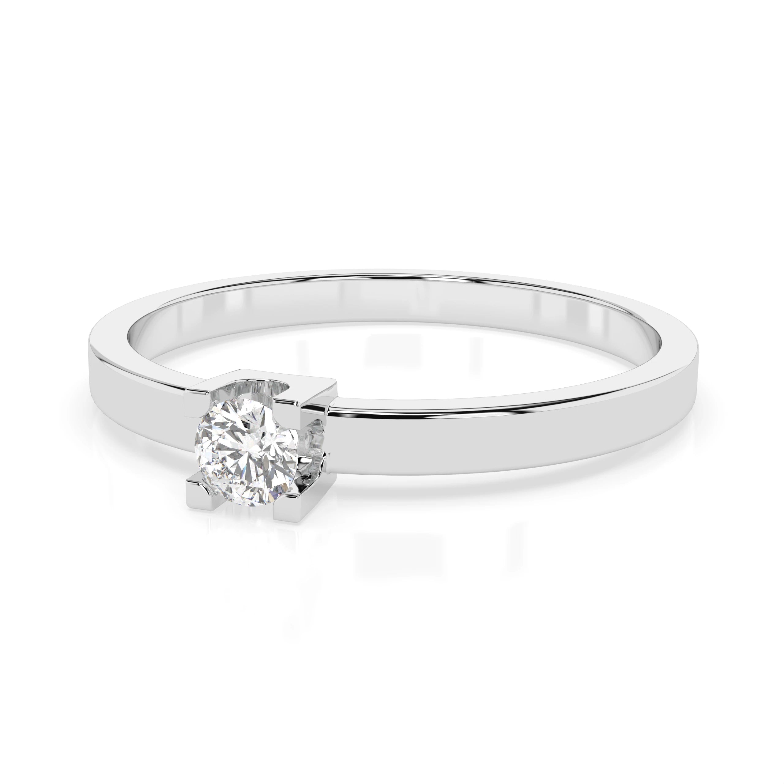 Inel de Logodnă Solitaire din Aur, Diamant Rotund Briliant 0.10 CT