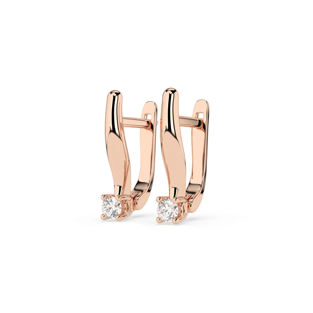 Cercei din Aur cu Diamante, Forma Rotund Briliant, 0,12 CT