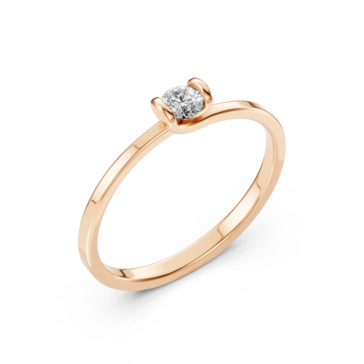 Inel de Logodnă Solitaire din Aur, Diamant Rotund Briliant 0,15 CT