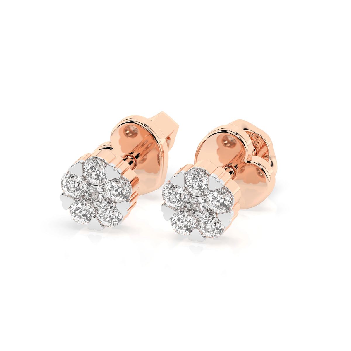 Cercei din Aur cu Diamante, Forma Rotund Briliant, 0,11 CT