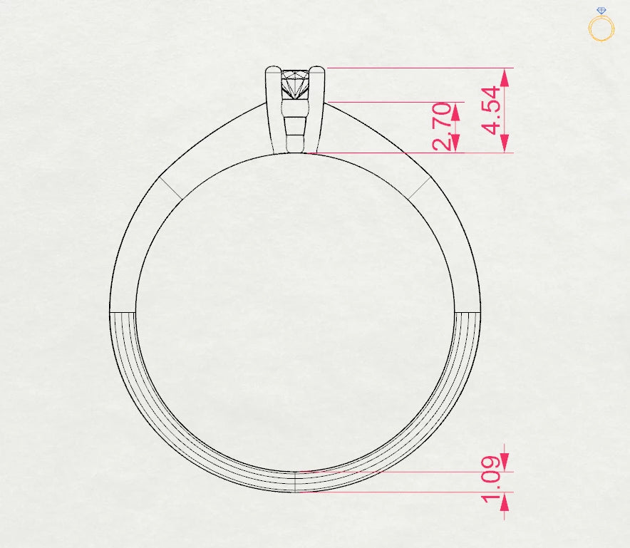 Inel de Logodnă Solitaire din Aur, Diamant Rotund Briliant 0.06 CT