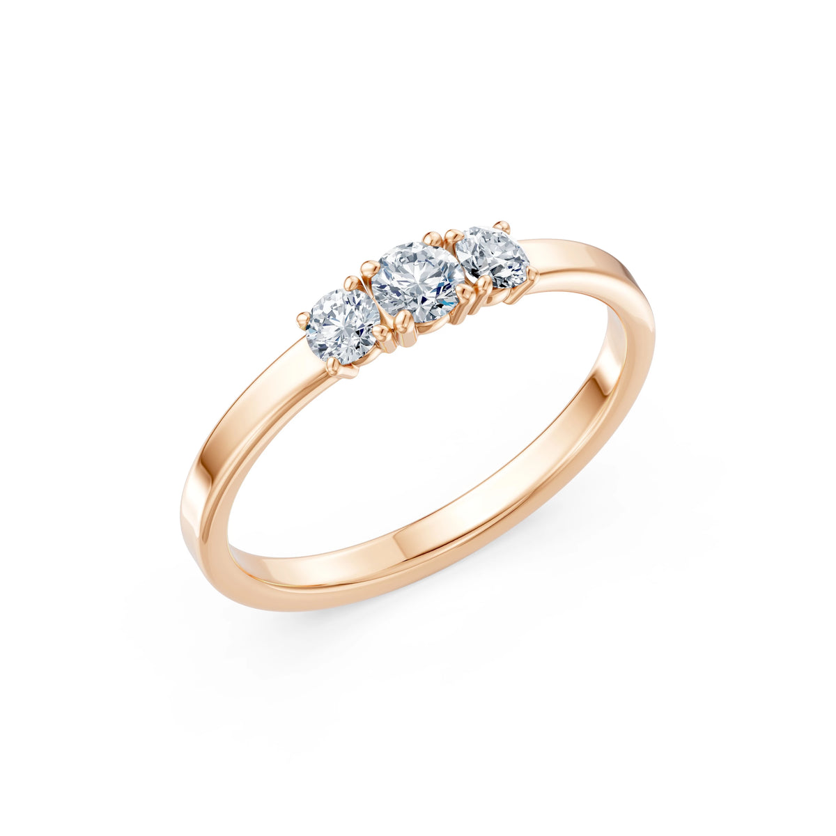 Inel de Logodnă din Aur cu Diamant Central Rotund Briliant și Diamante Laterale 0,33 CT