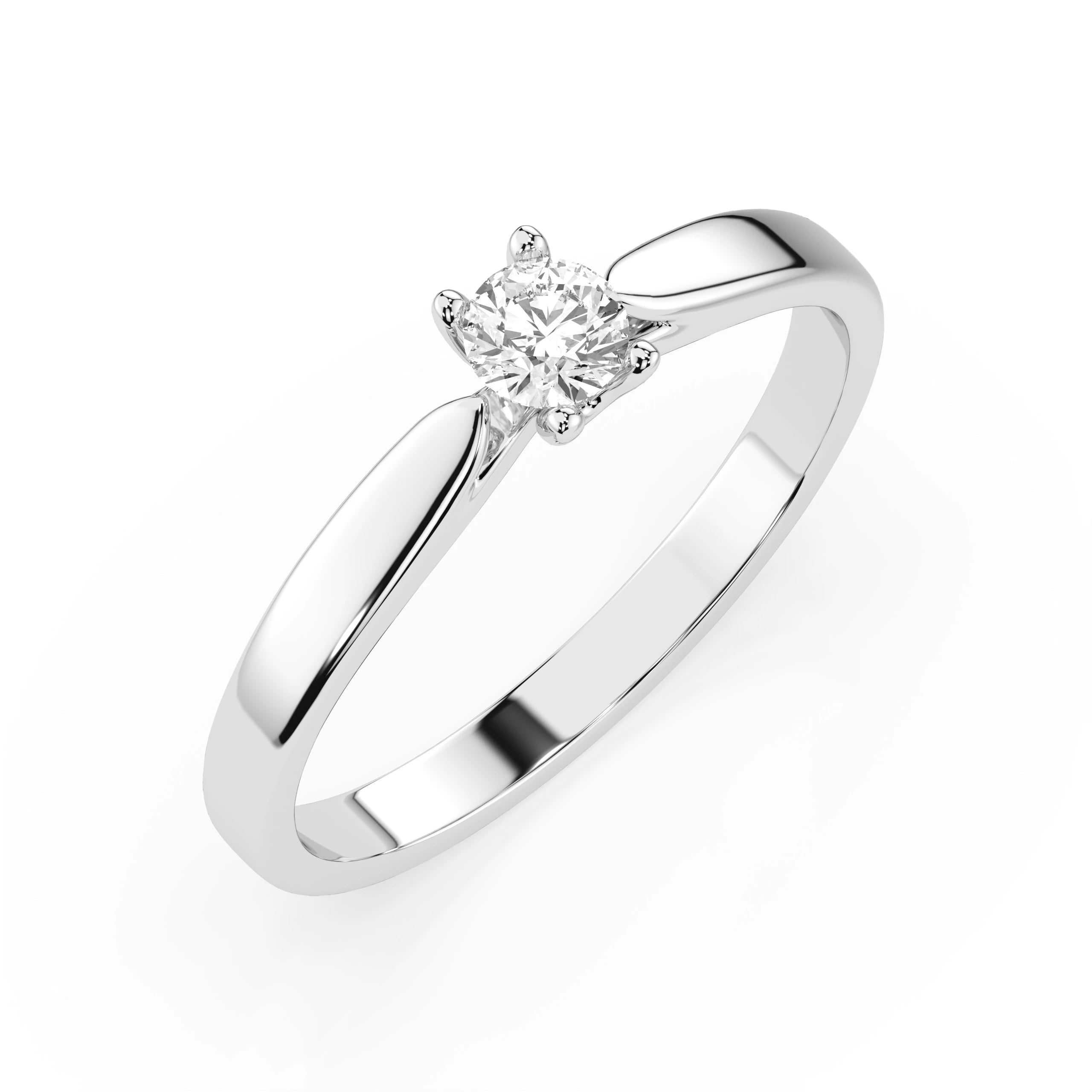 Inel de Logodnă Solitaire din Aur, Diamant Rotund Briliant 0.15 CT