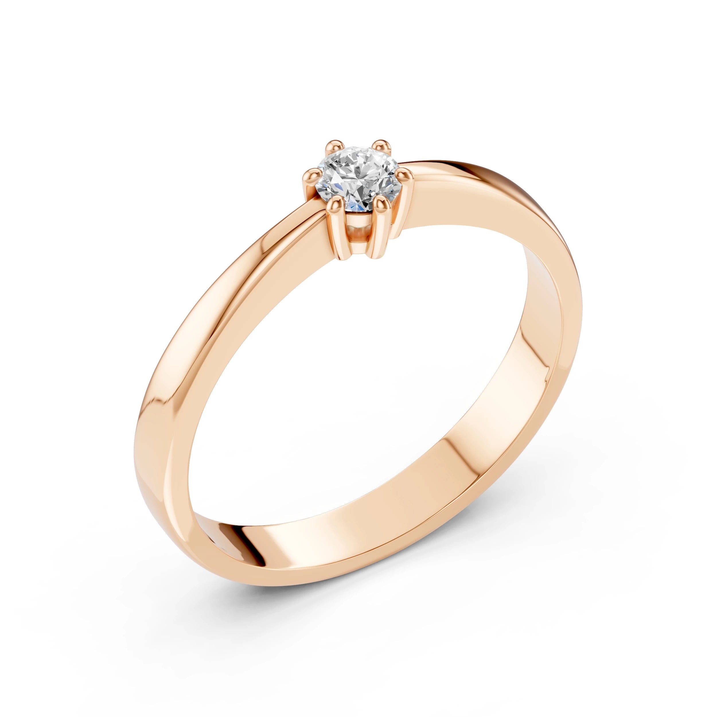 Inel de Logodnă Solitaire din Aur, Diamant Rotund Briliant 0.15 CT