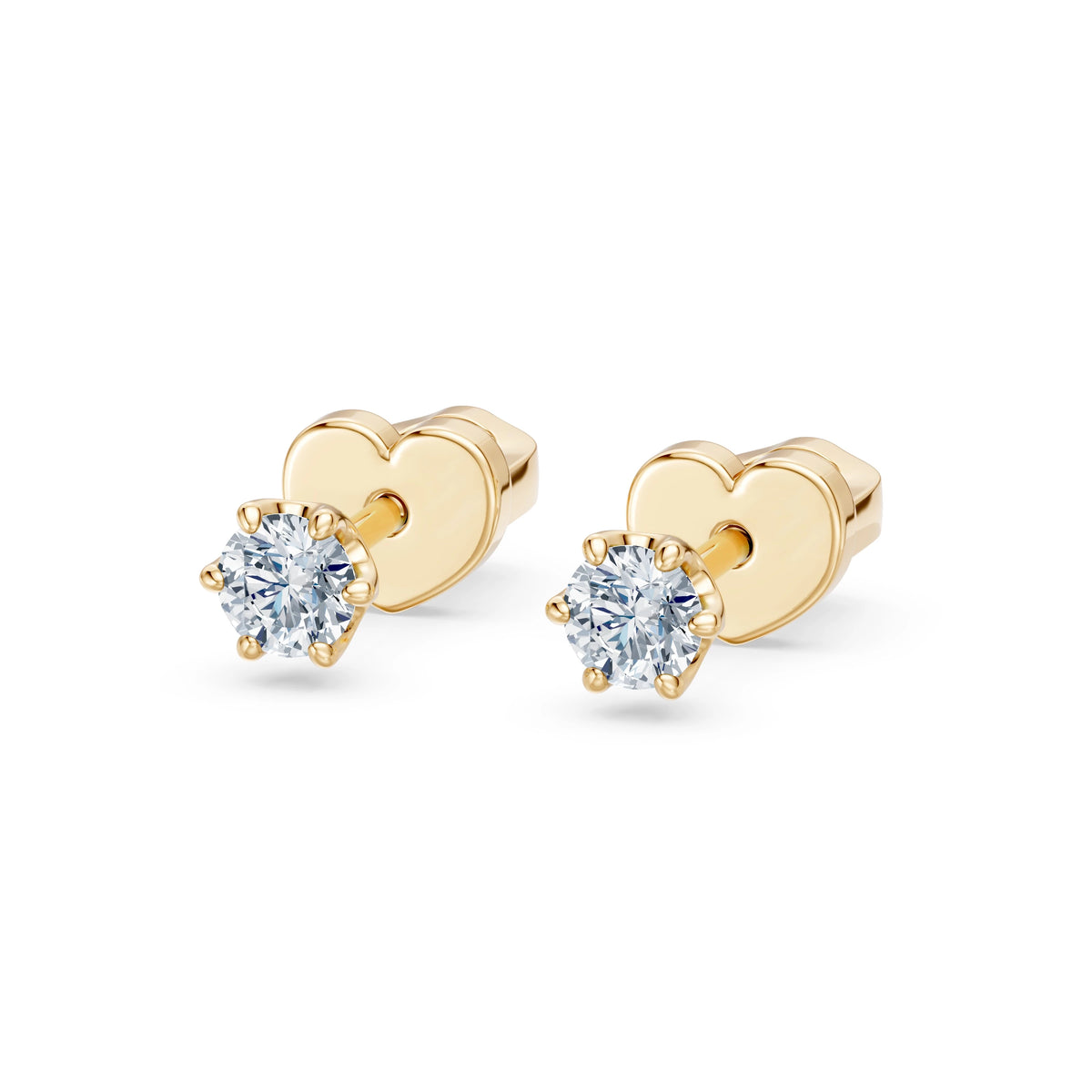 Cercei din Aur cu Diamante, Forma Rotund Briliant, 0,20 CT