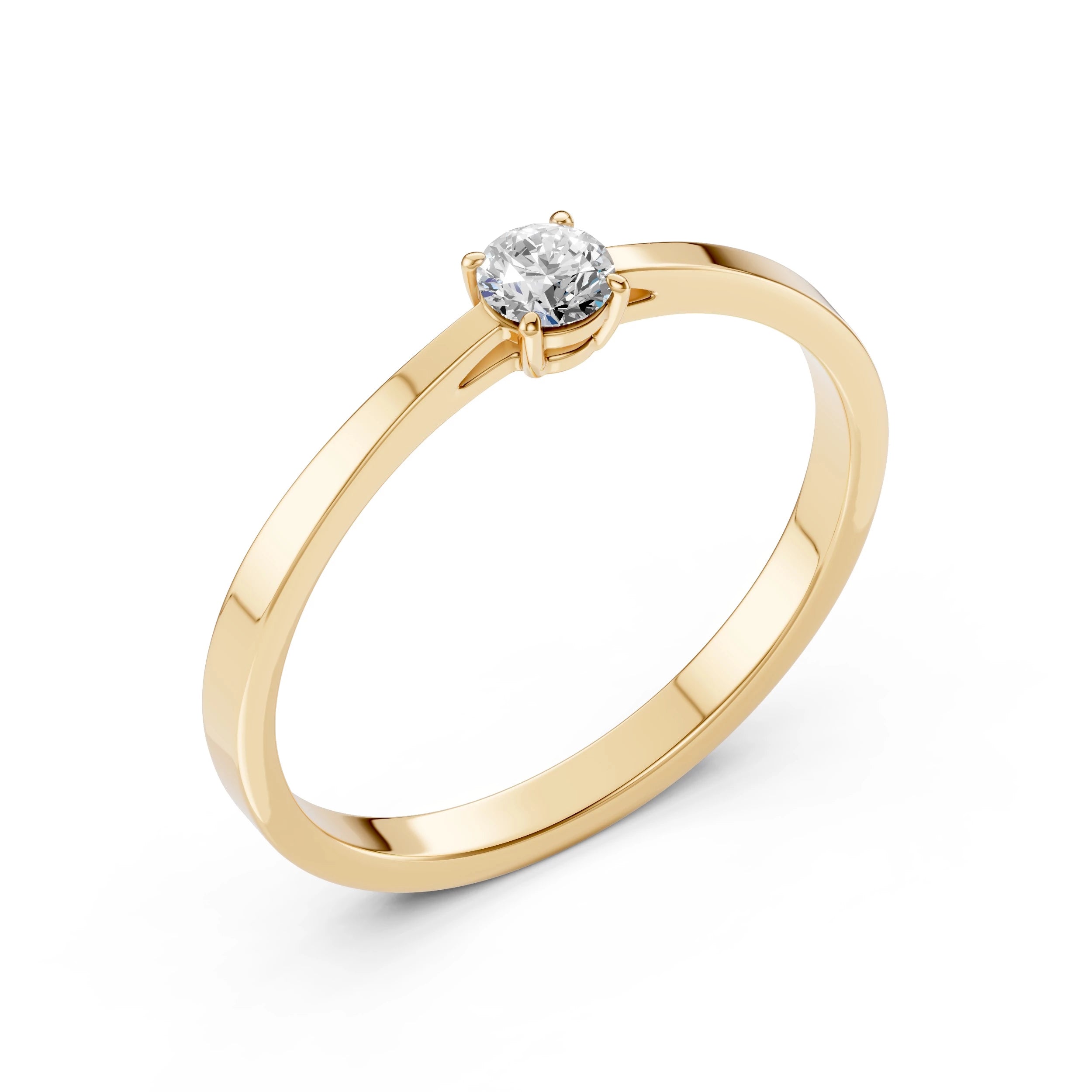 Inel de Logodnă Solitaire din Aur, Diamant Rotund Briliant 0.20 CT