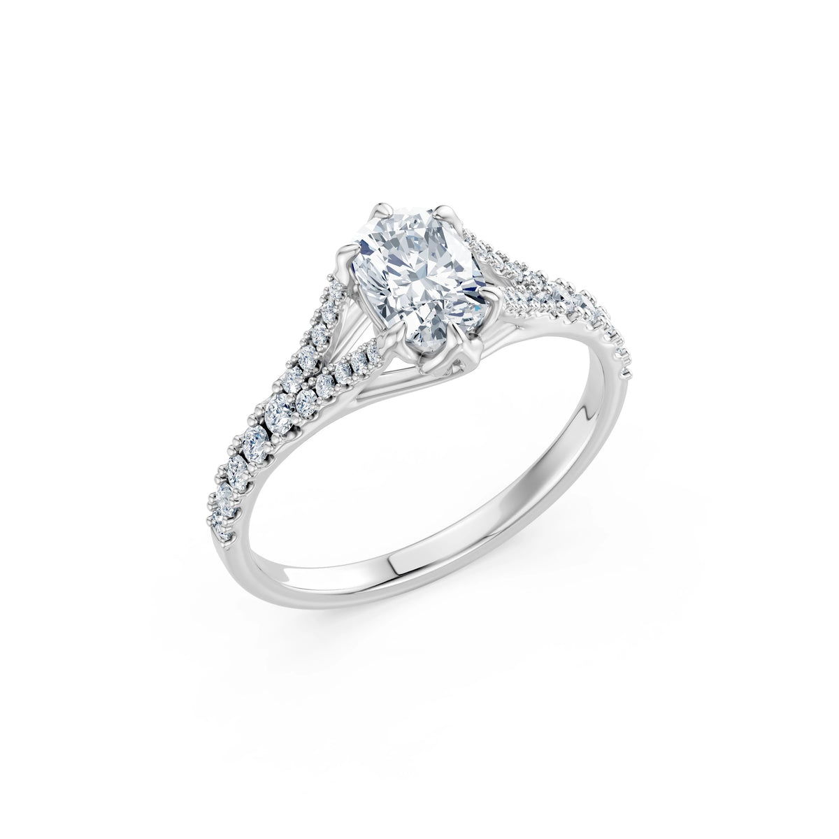 Inel de Logodnă din Aur cu Diamant Central Cushion și Diamante Laterale 1,29 CT