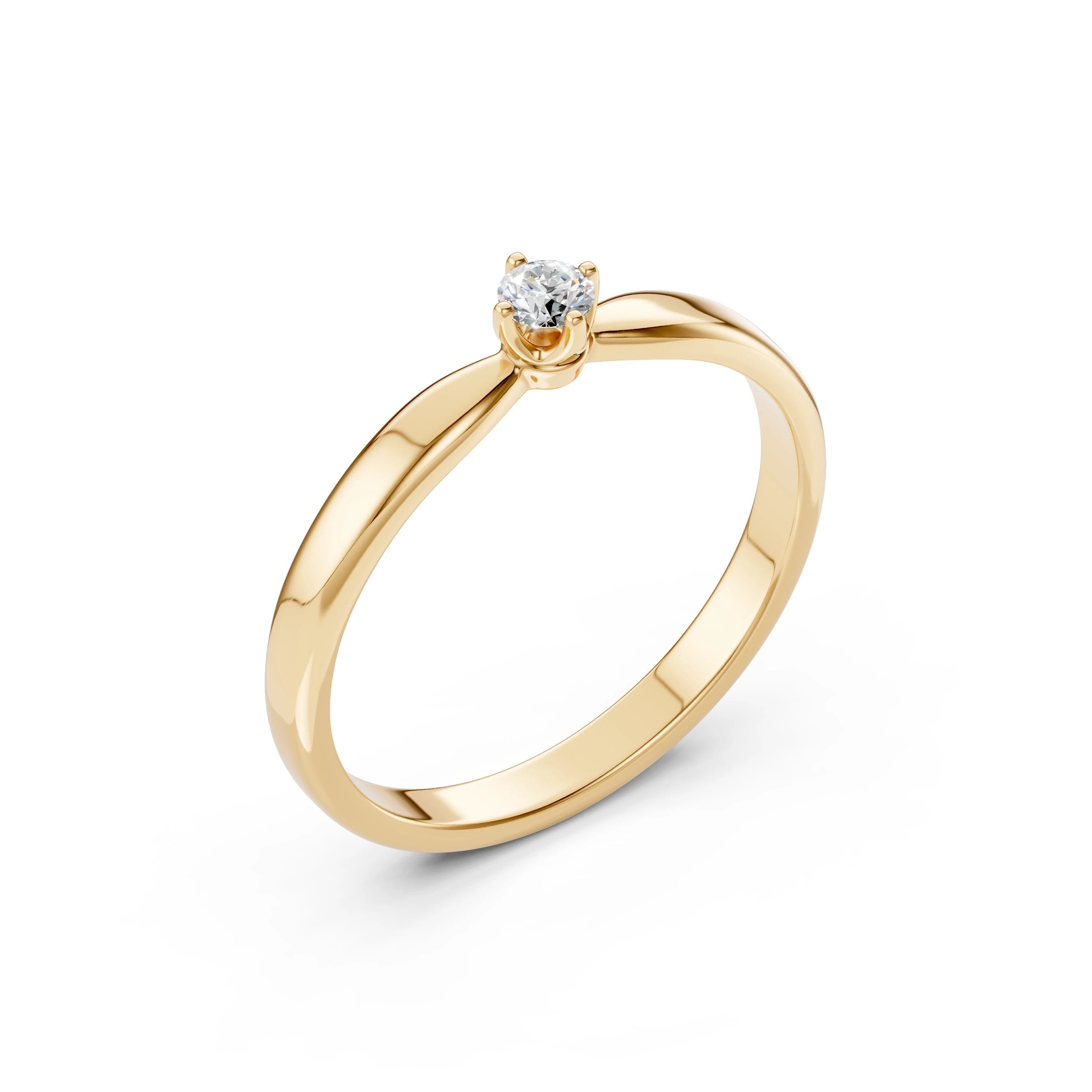 Inel de Logodnă Solitaire din Aur, Diamant Rotund Briliant 0.10 CT