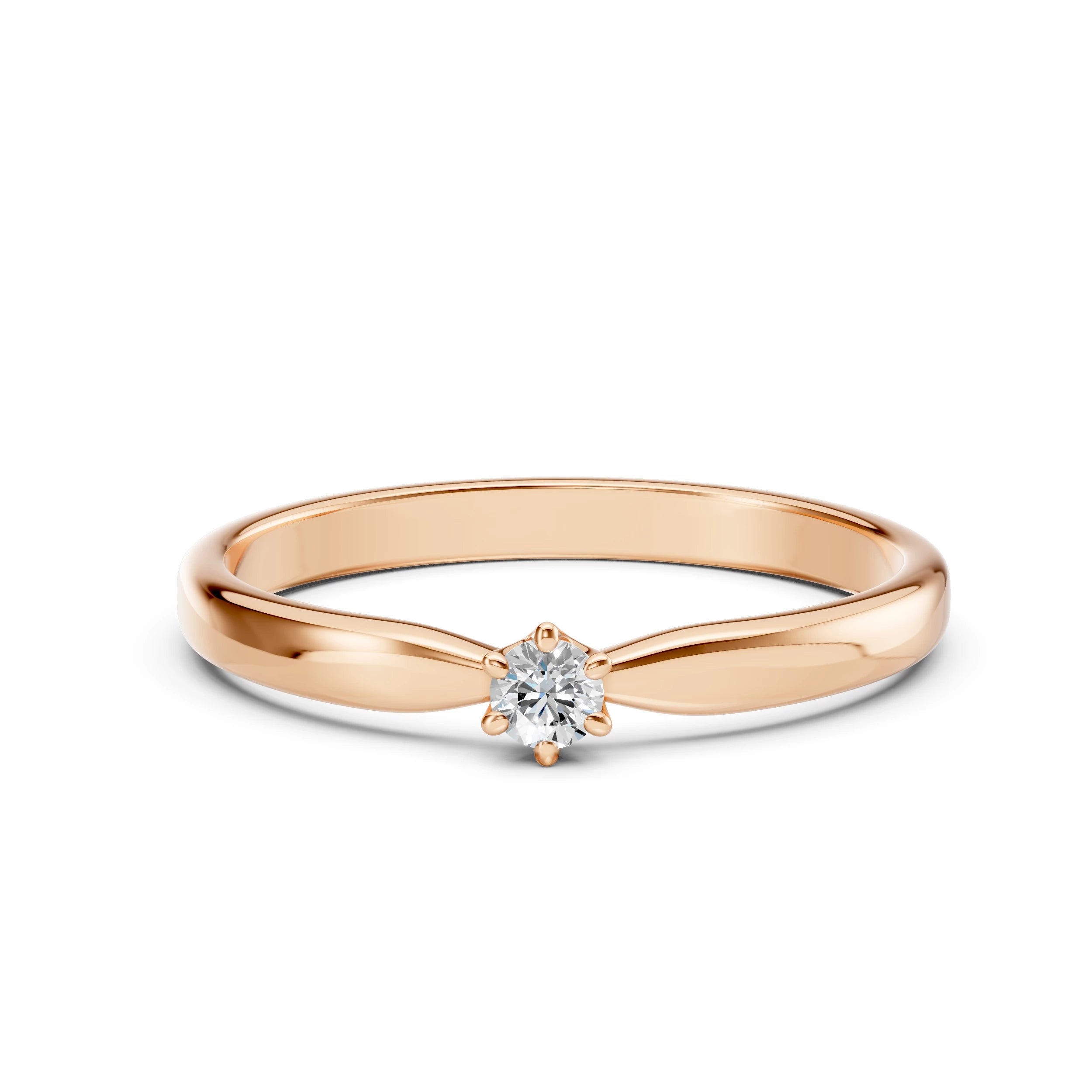 Inel de Logodnă Solitaire din Aur, Diamant Rotund Briliant 0.10 CT