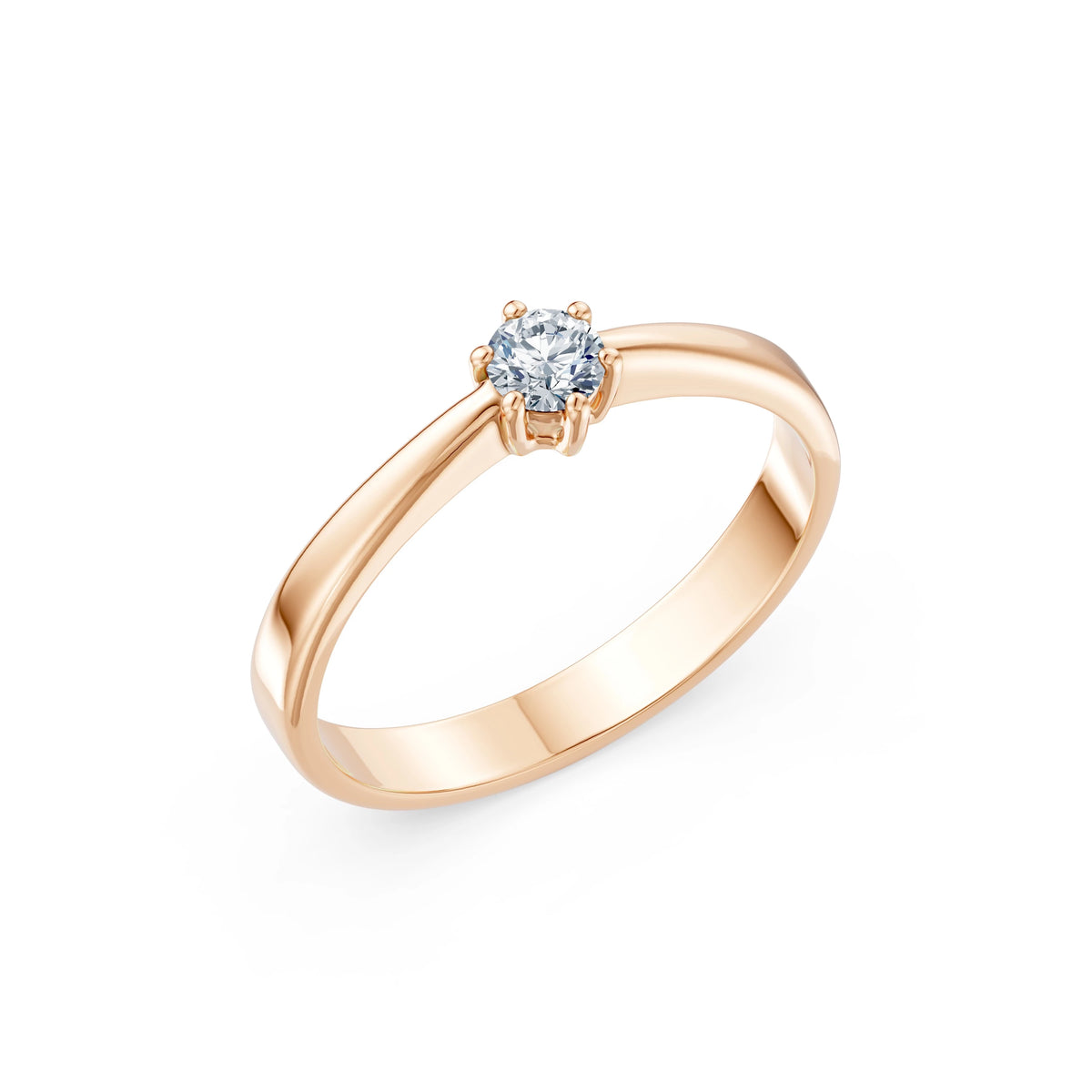 Inel de Logodnă Solitaire din Aur, Diamant Rotund Briliant 0,20 CT