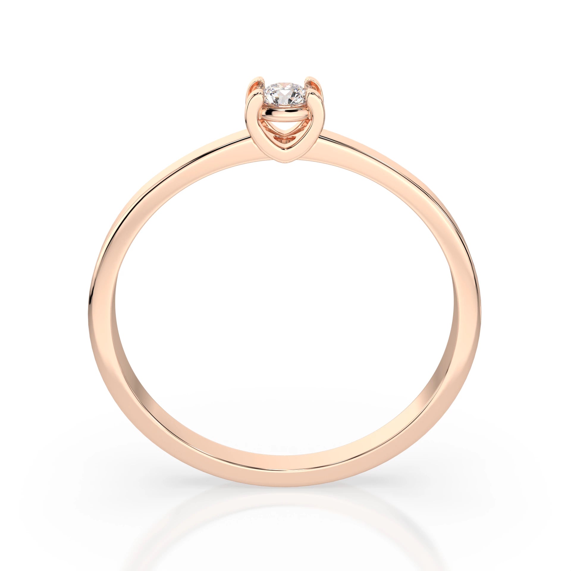 Inel de Logodnă Solitaire din Aur, Diamant Rotund Briliant 0.10 CT