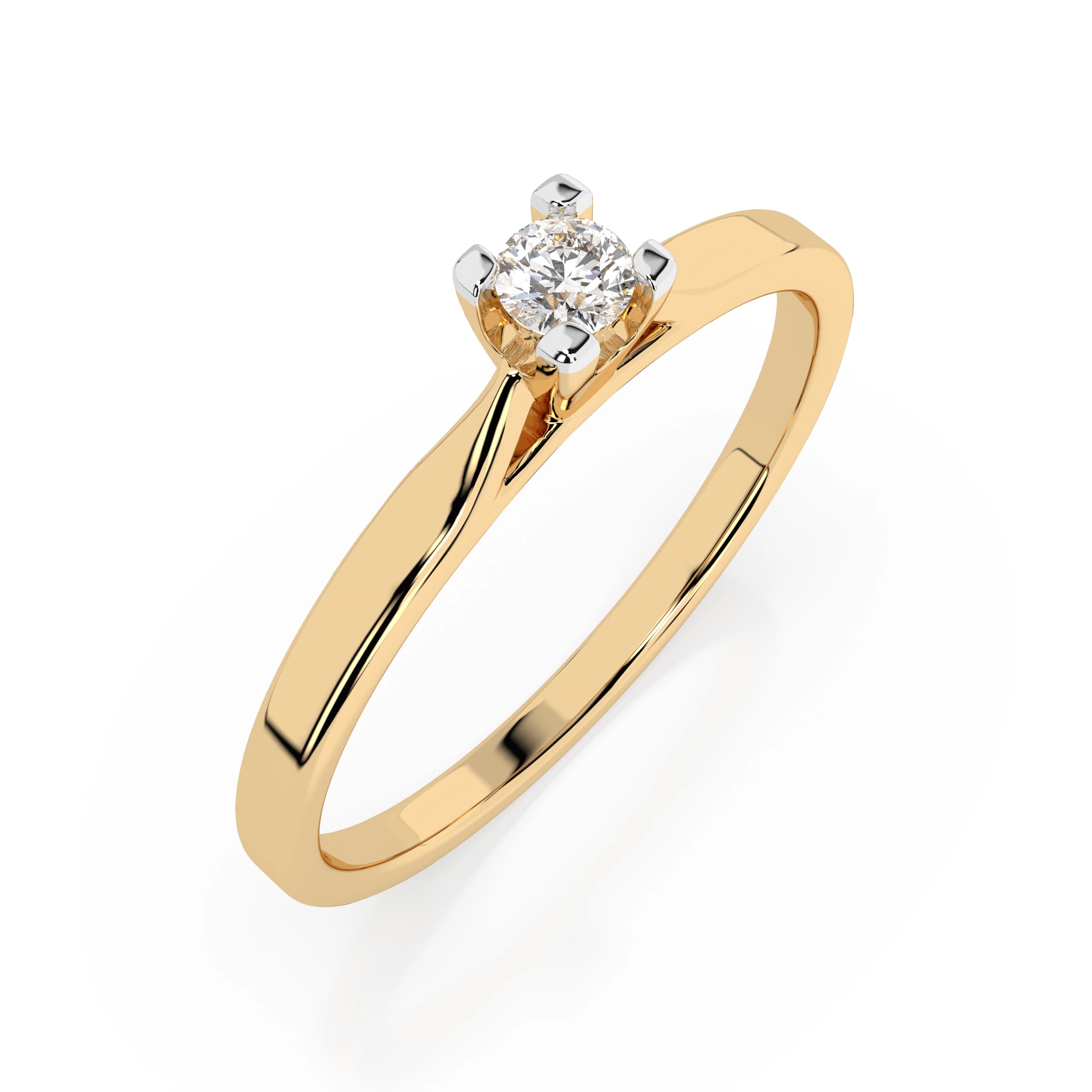 Inel de Logodnă Solitaire din Aur, Diamant Rotund Briliant 0.06 CT