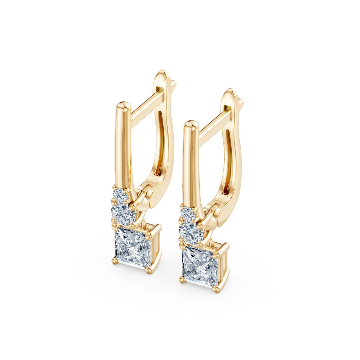 Cercei din Aur cu Diamante, Forma Princess, 1,01 CT