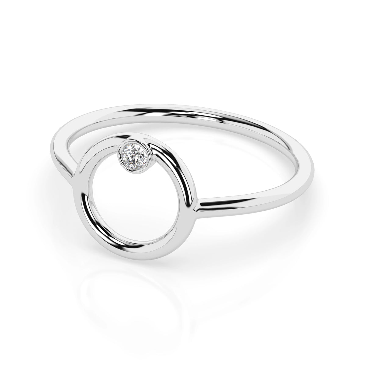 Inel din Aur cu Diamant, Forma Rotund Briliant, 0,03 CT