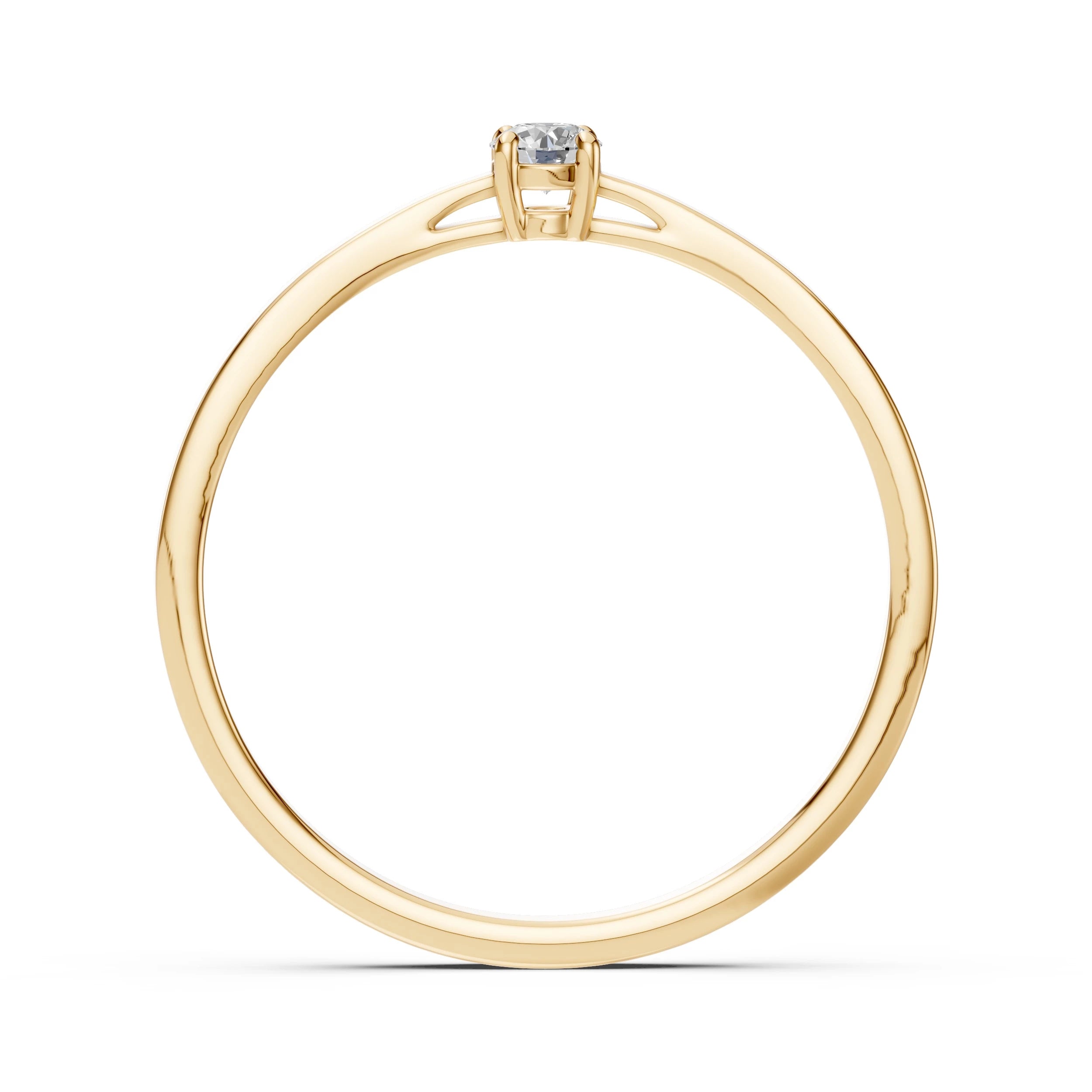 Inel de Logodnă Solitaire din Aur, Diamant Rotund Briliant 0.10 CT