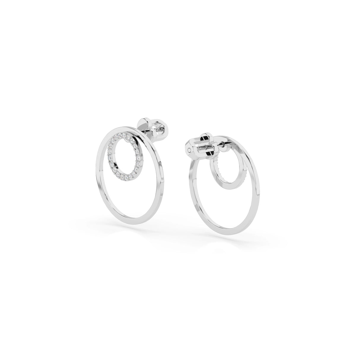 Cercei din Aur cu Diamante, Forma Rotund Briliant, 0,25 CT