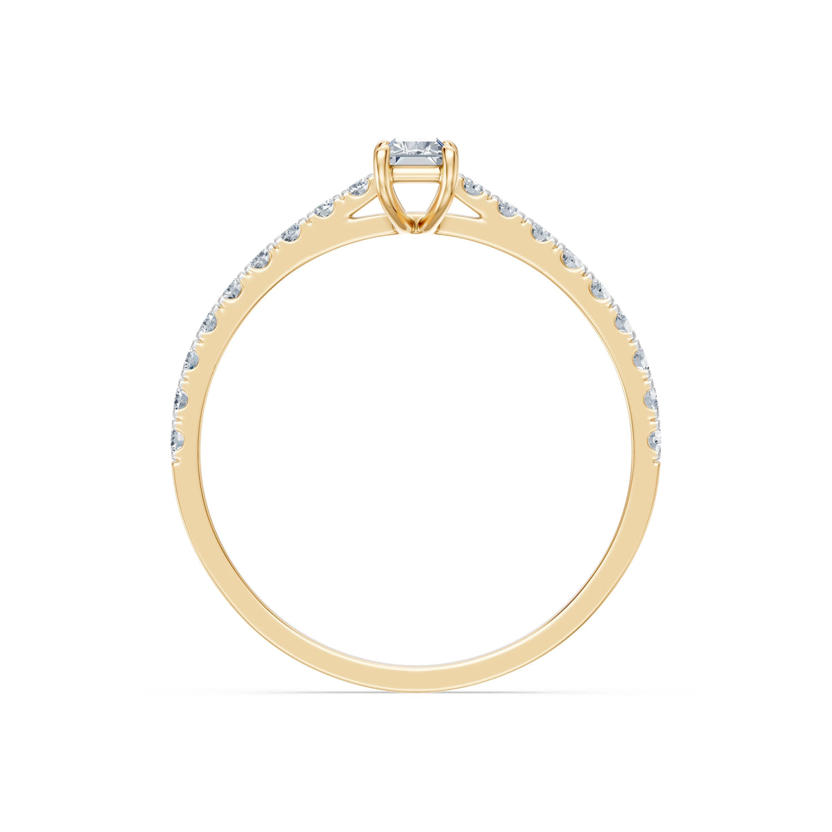 Inel de Logodnă din Aur cu Diamant Central Baguette și Diamante Laterale 0,53 CT