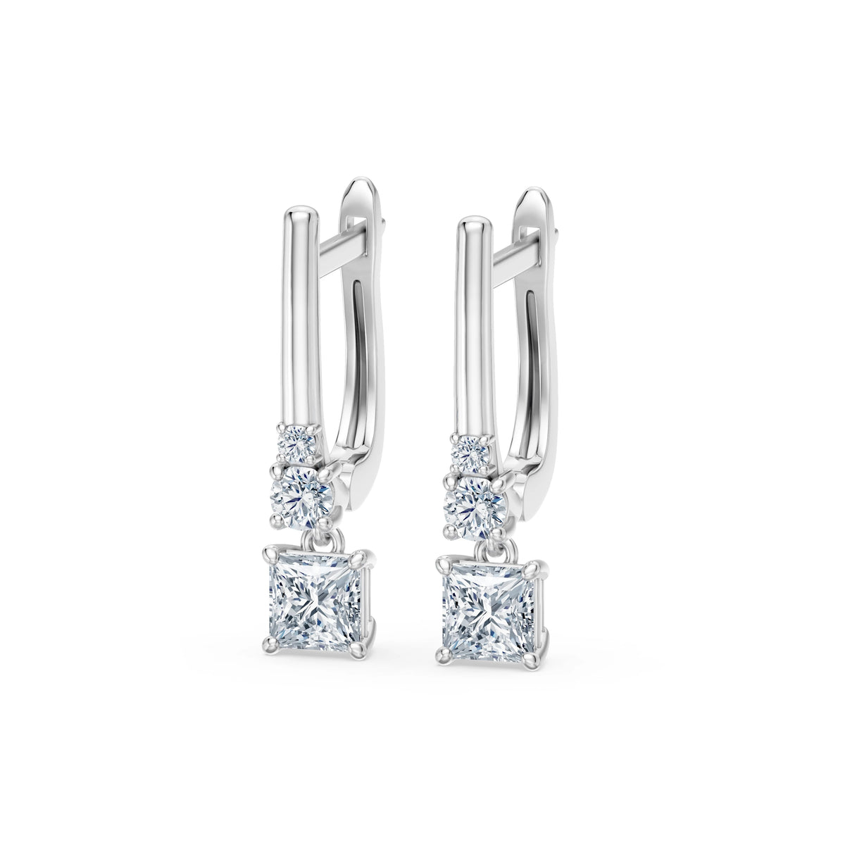 Cercei din Aur cu Diamante, Forma Princess, 1,01 CT