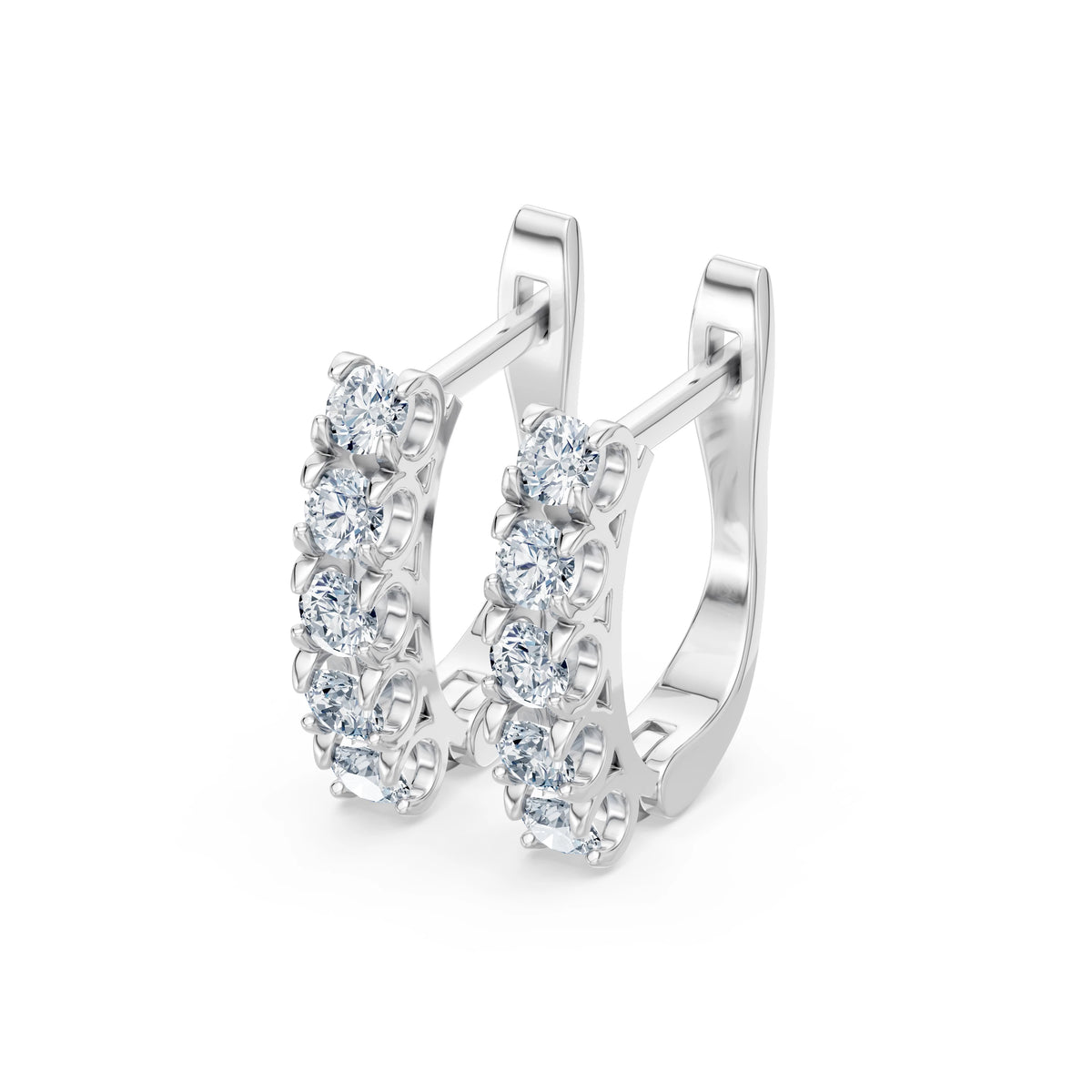Cercei din Aur cu Diamante, Forma Rotund Briliant, 0,60 CT