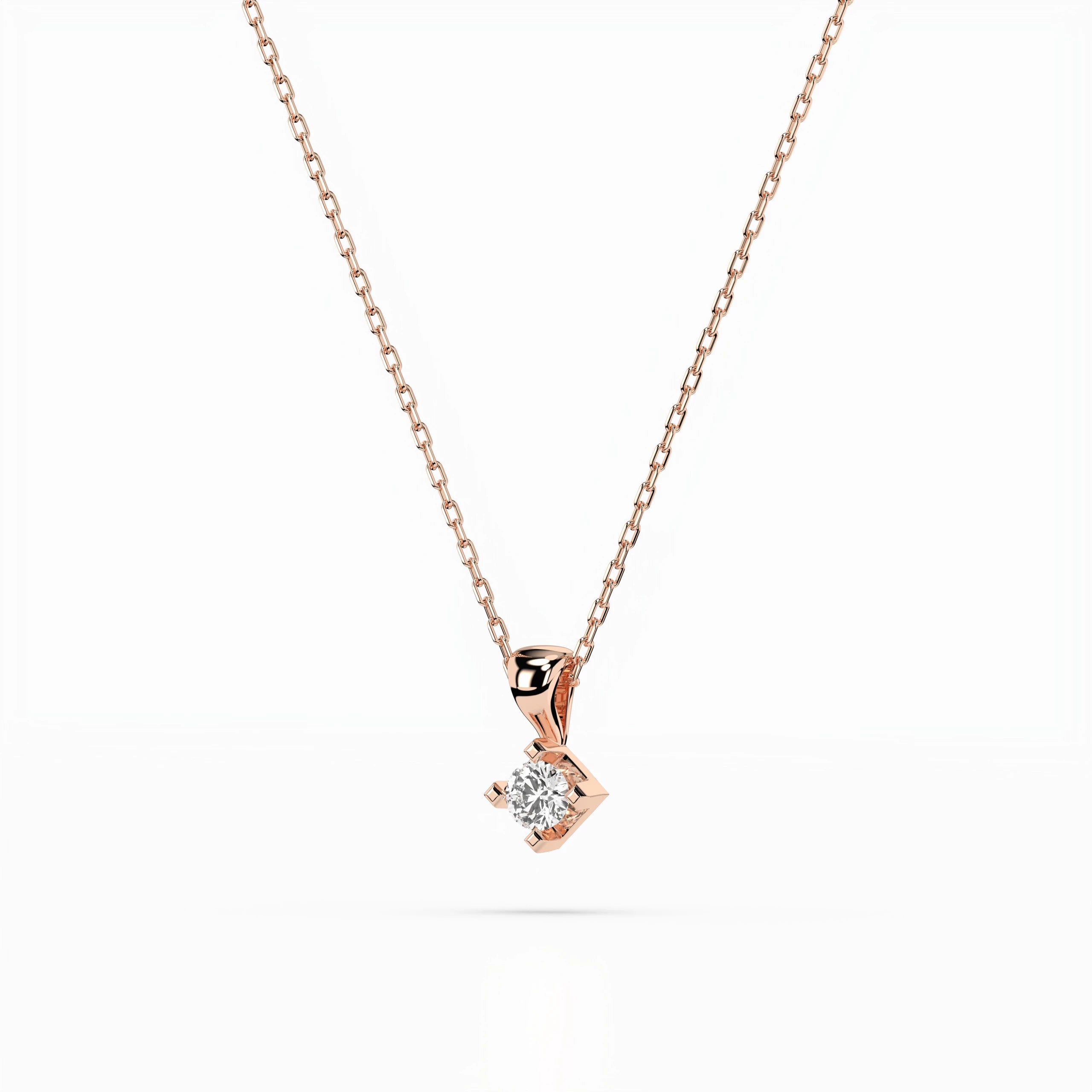 Colier din Aur cu Diamant Rotund Briliant 0.08 CT