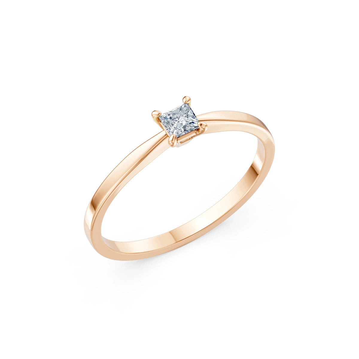 Inel de Logodnă Solitaire din Aur, Diamant Princess 0,17 CT