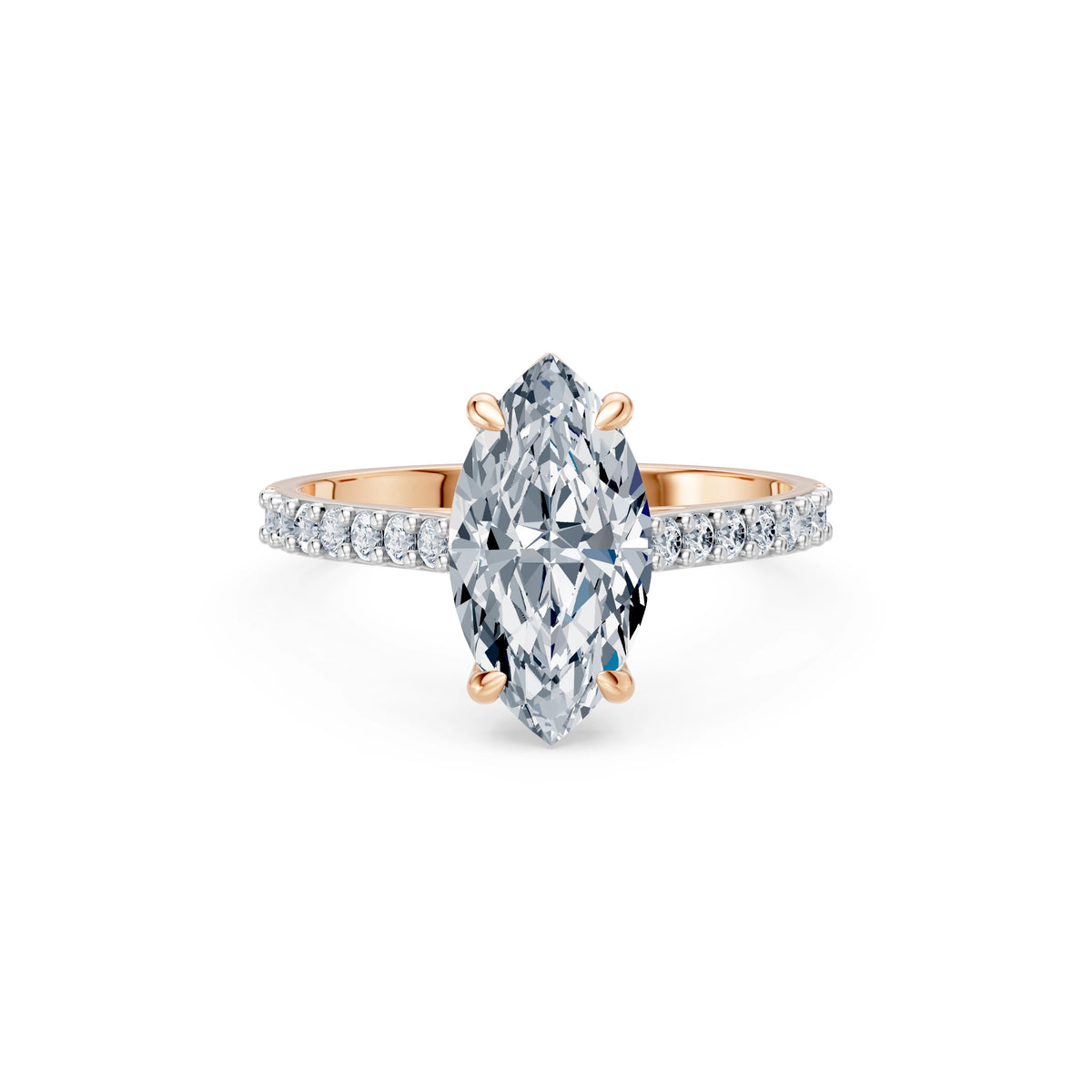 Inel de Logodnă din Aur cu Diamant Central Marquise și Diamante Laterale 2,28 CT