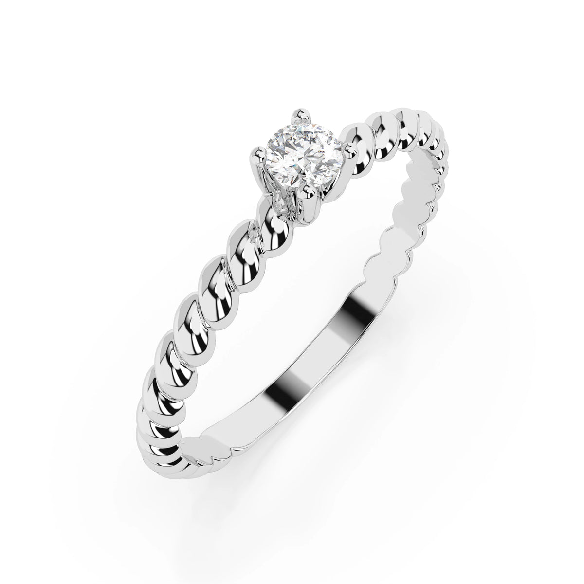 Inel de Logodnă Solitaire din Aur, Diamant Rotund Briliant 0,06 CT