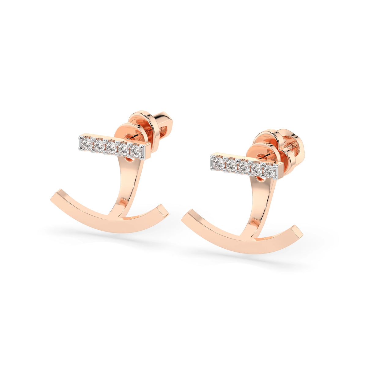 Cercei din Aur cu Diamante, Forma Rotund Briliant, 0,15 CT