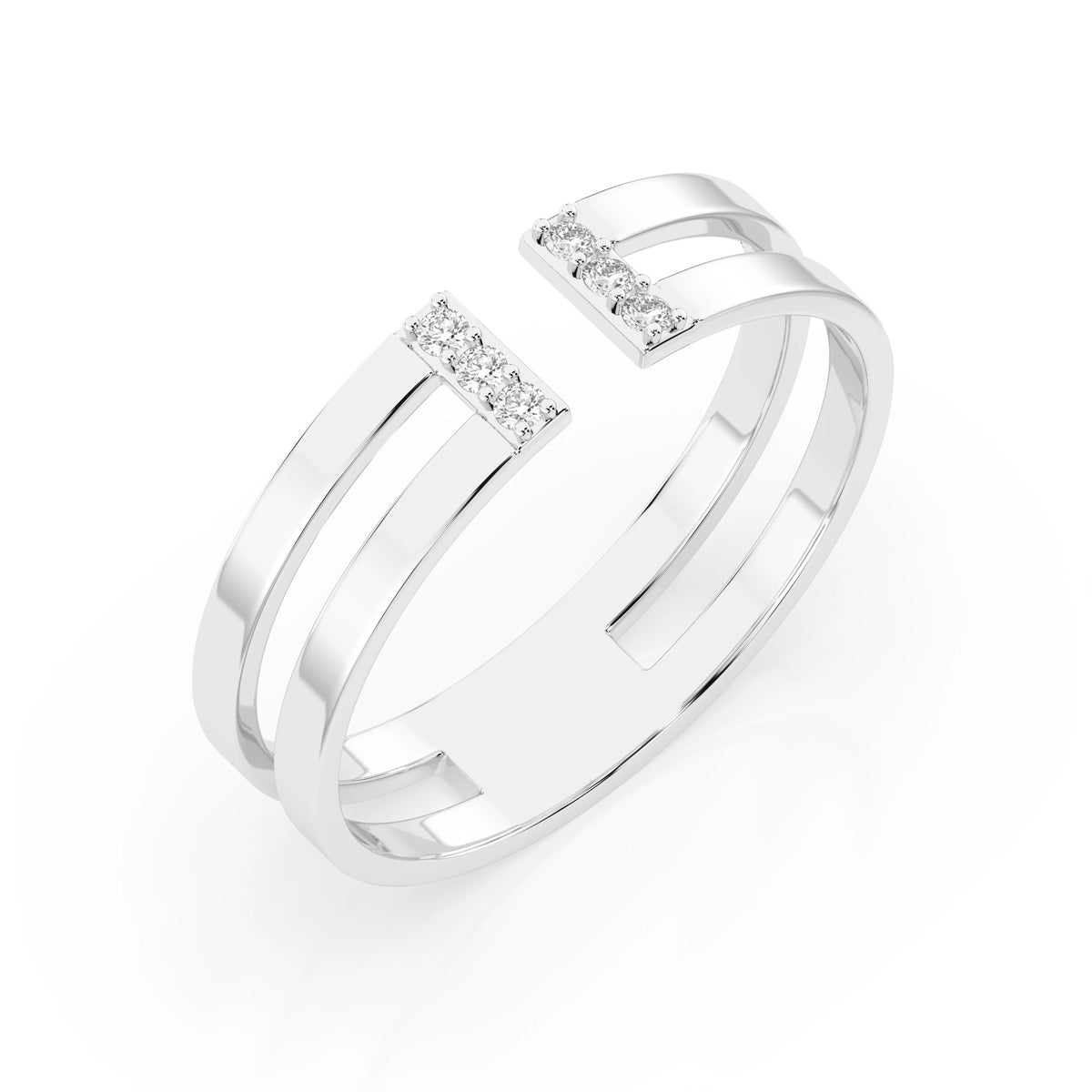 Inel din Aur cu Diamante, Forma Rotund Briliant, 0,06 CT