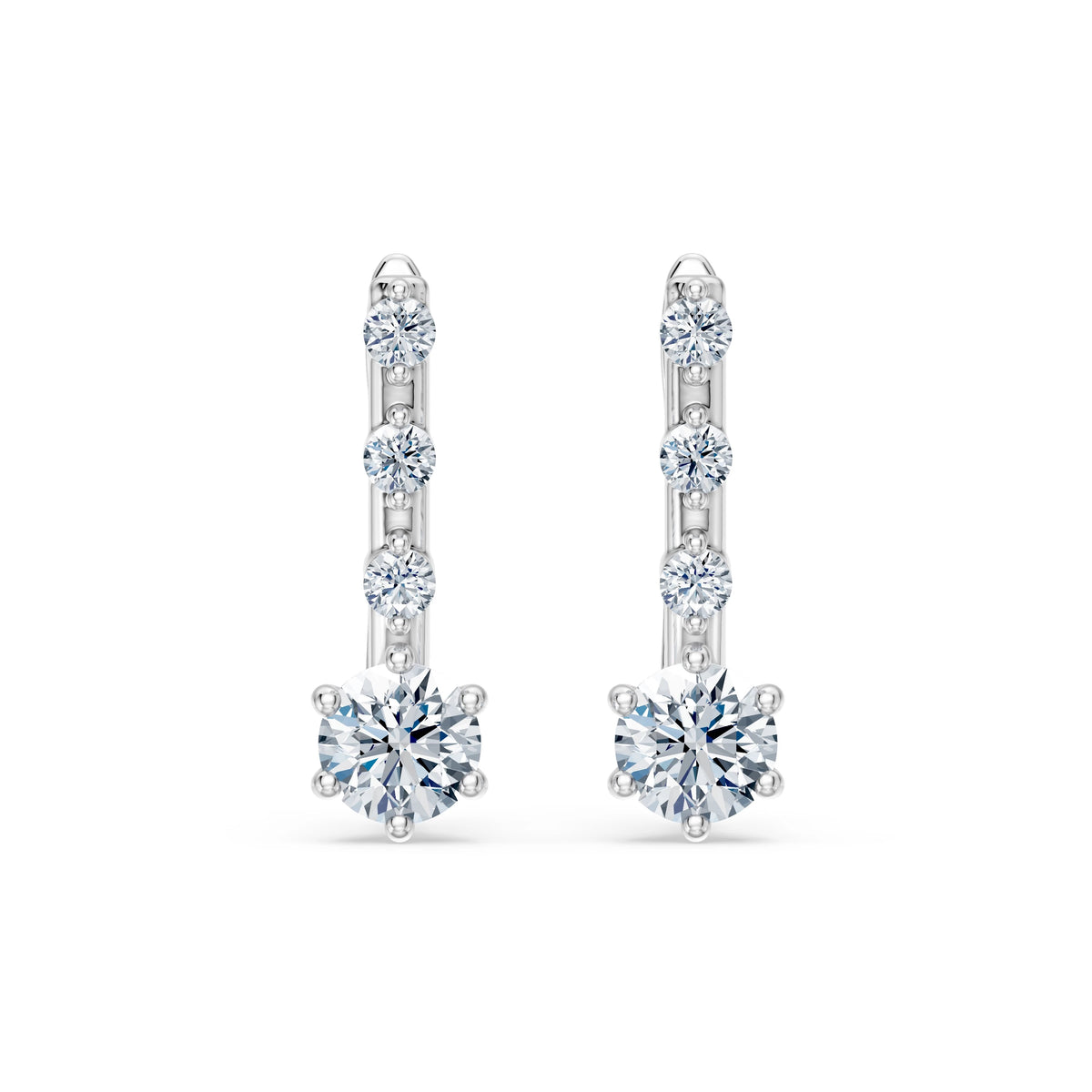 Cercei din Aur cu Diamante, Forma Rotund Briliant, 0,72 CT