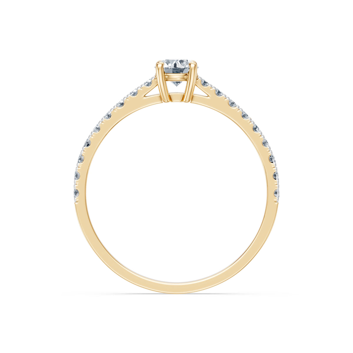 Inel de Logodnă din Aur cu Diamant Central Rotund Briliant și Diamante Laterale 0,53 CT