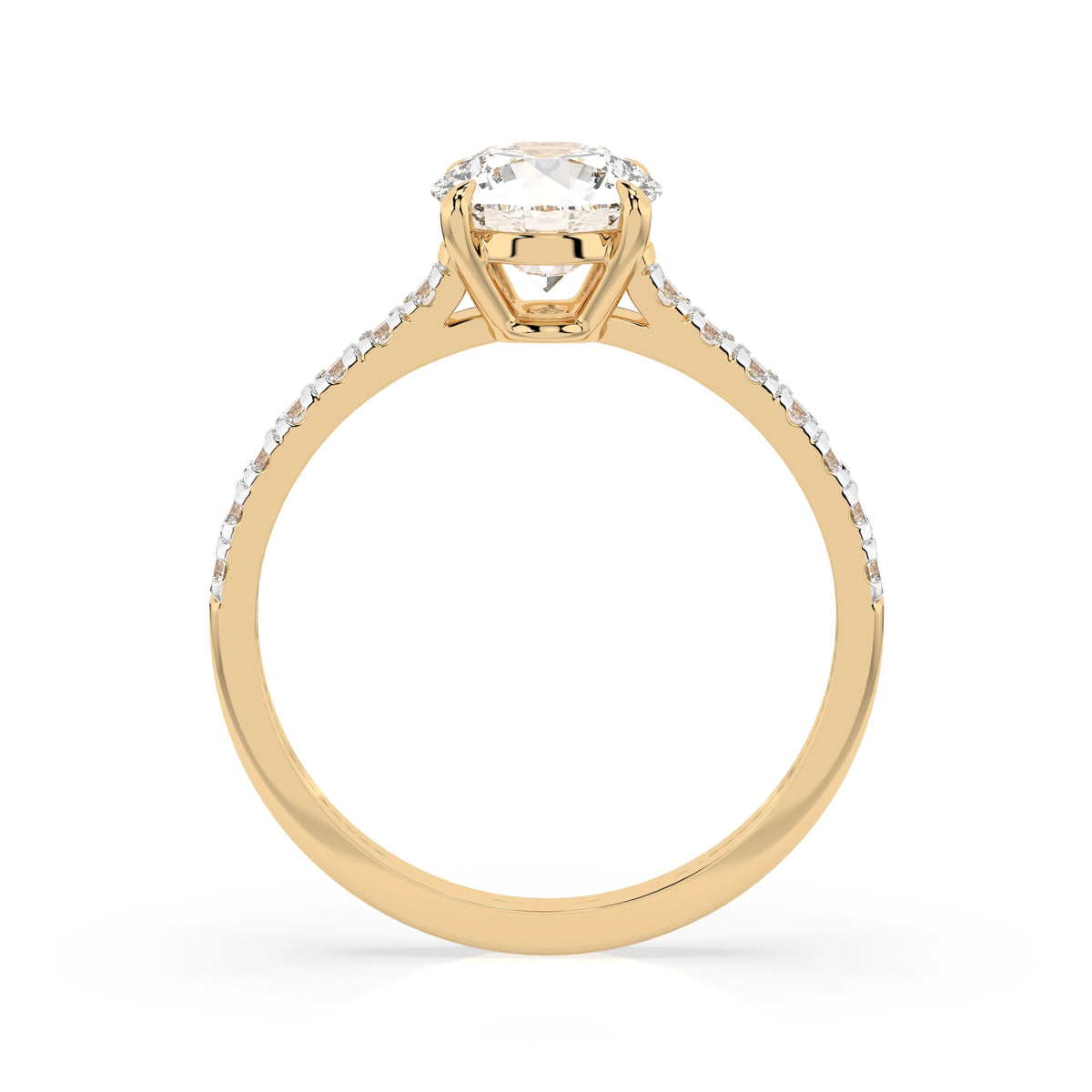 Inel de Logodnă din Aur cu Diamant Central Rotund Briliant și Diamante Laterale 1,21 CT