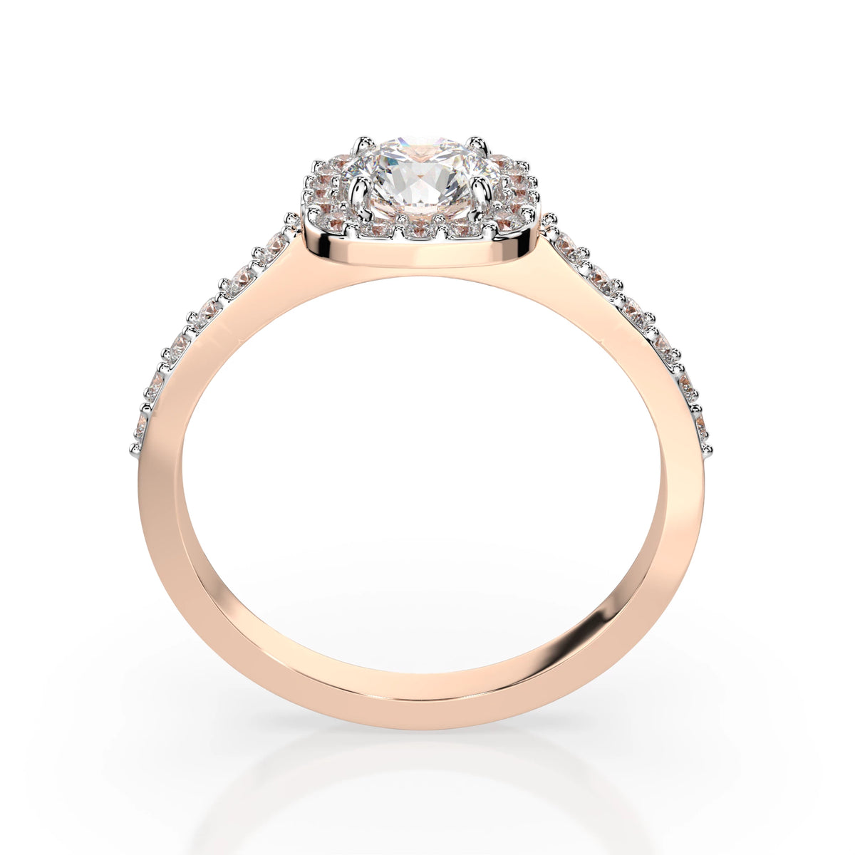 Inel de Logodnă din Aur cu Diamant Central Rotund Briliant și Diamante Laterale 0,71 CT