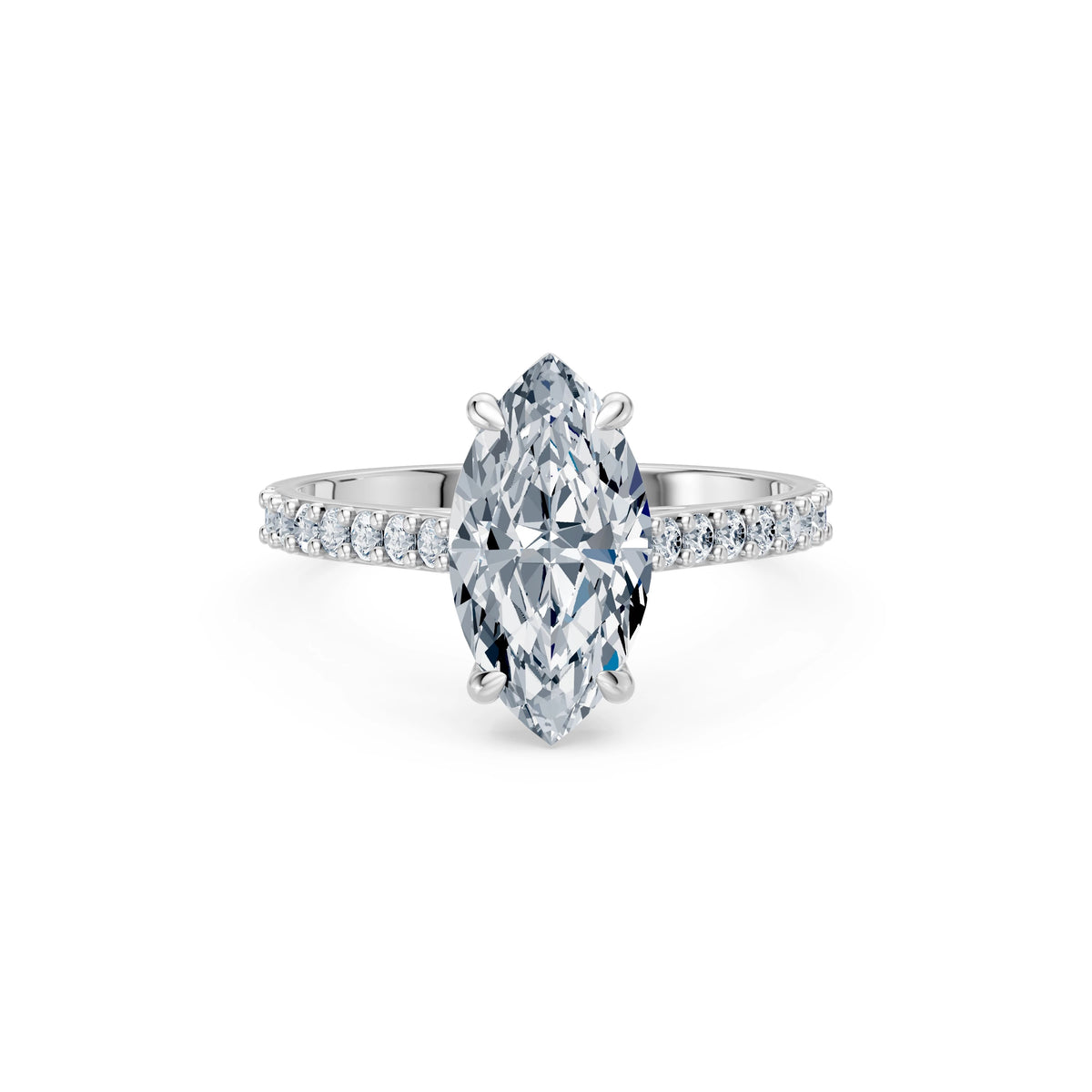 Inel de Logodnă din Aur cu Diamant Central Marquise și Diamante Laterale 2,28 CT