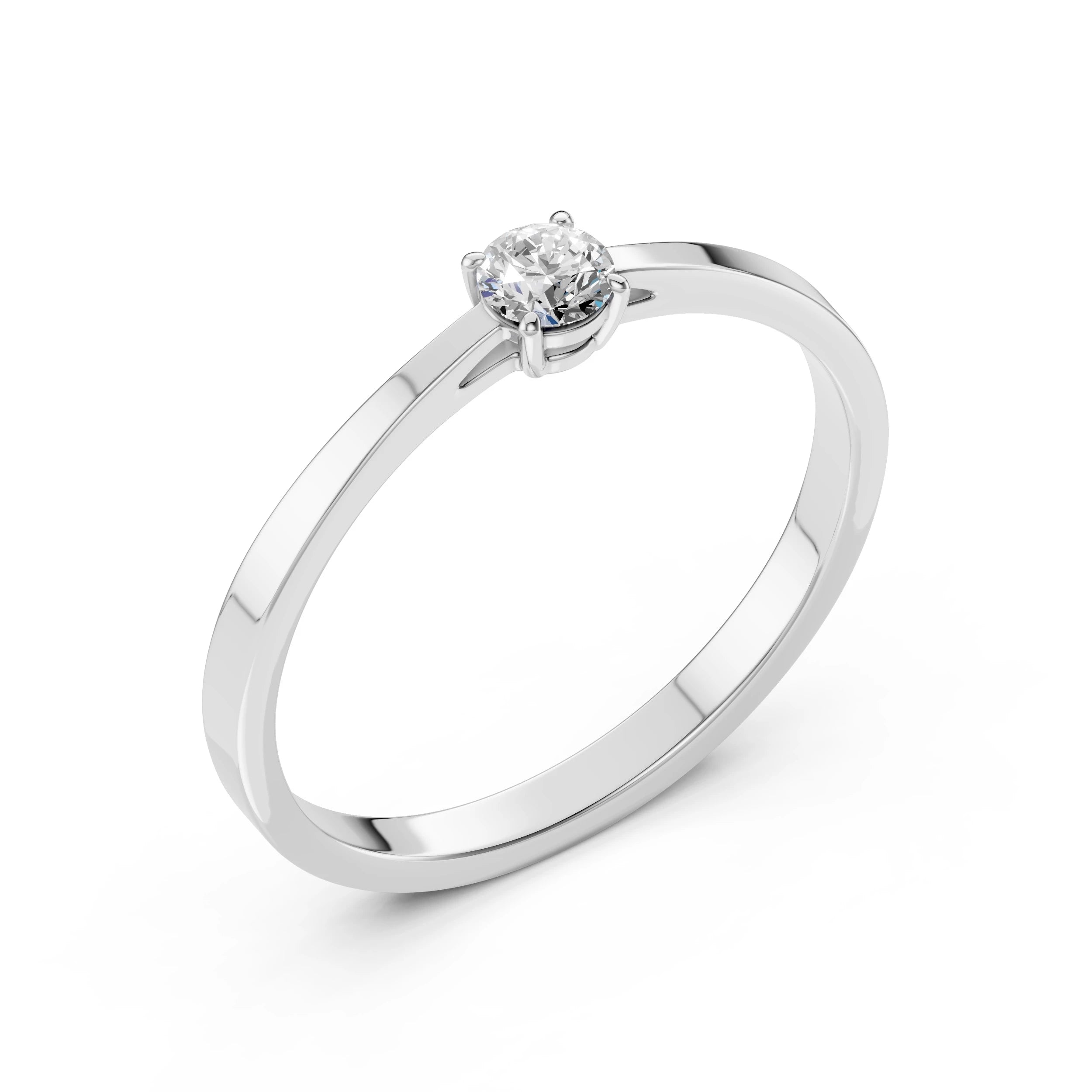 Inel de Logodnă Solitaire din Aur, Diamant Rotund Briliant 0.15 CT