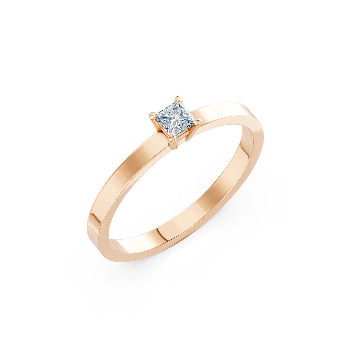 Inel de Logodnă Solitaire din Aur, Diamant Princess 0,17 CT