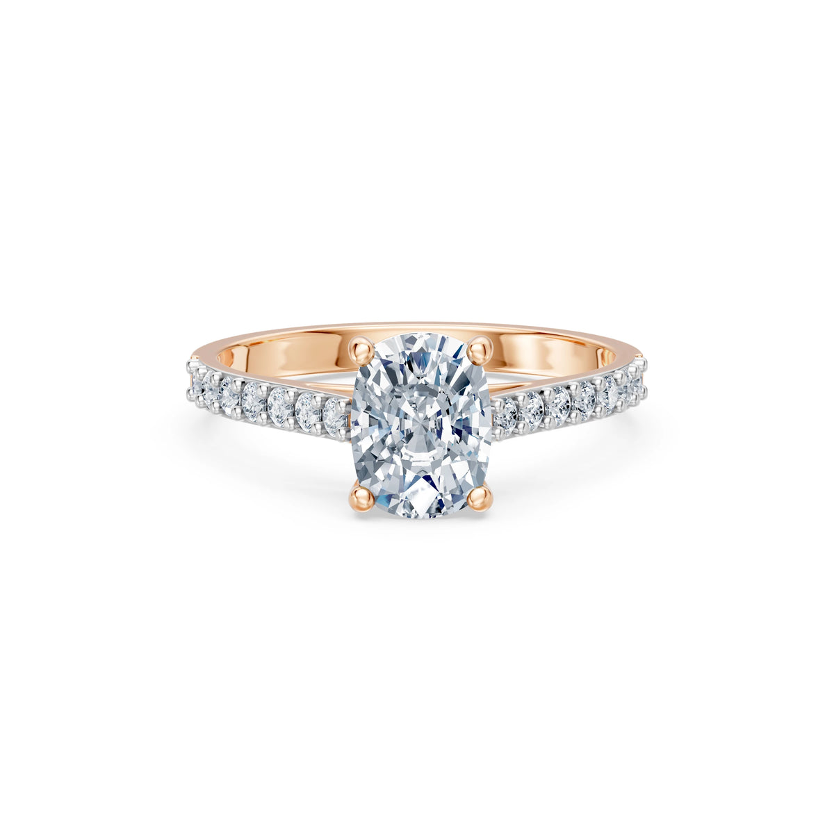 Inel de Logodnă din Aur cu Diamant Central Cushion și Diamante Laterale 1,78 CT