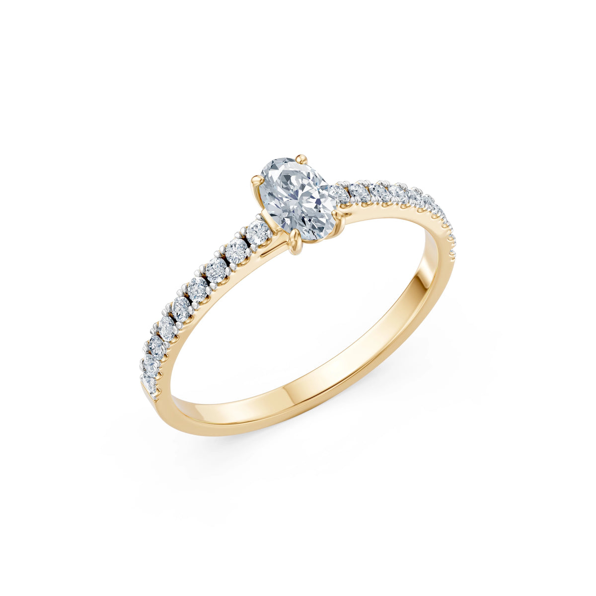 Inel de Logodnă din Aur cu Diamant Central Oval și Diamante Laterale 0,53 CT